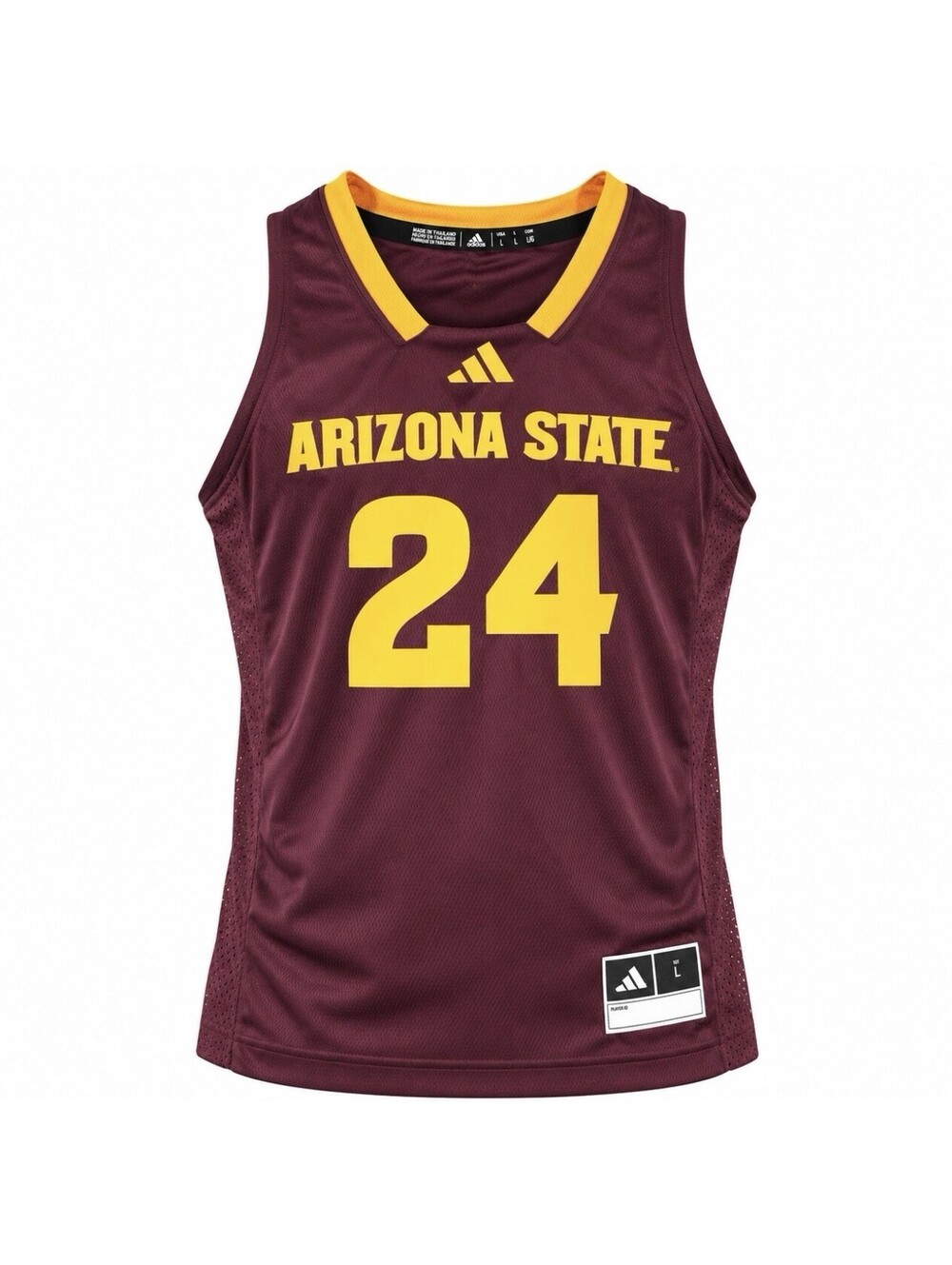 adidas Arizona State Sun Devils #24 Basketball Jersey Mens Large Maroon Gold New